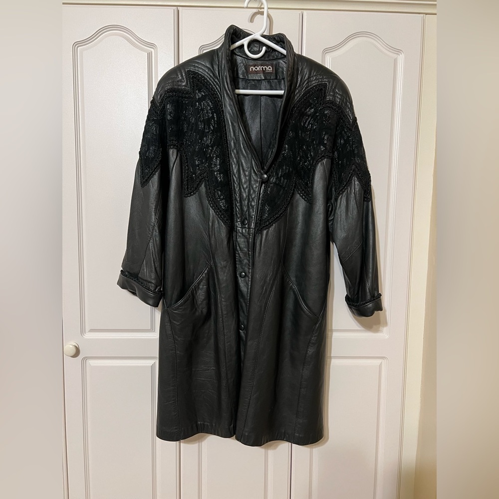 Norma Canada Vintage leather long coat sz M